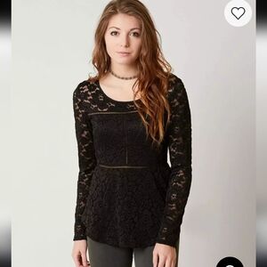 Women's BKE Boutique Lace Peplum Top, Size XS